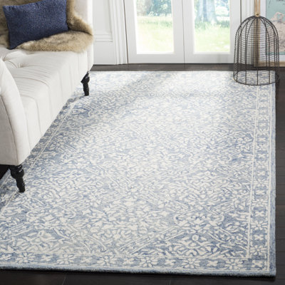 Lauren Ralph Lauren Hand Tufted Wool/Cotton Floral Rug in Blue
